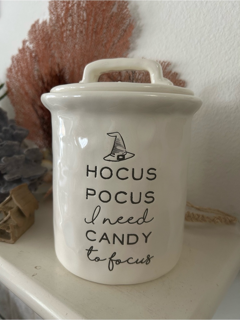 Mud Pie Hocus Pocus ( I Need Candy To Focus)Halloween Candy Jar Canister w/ Lid